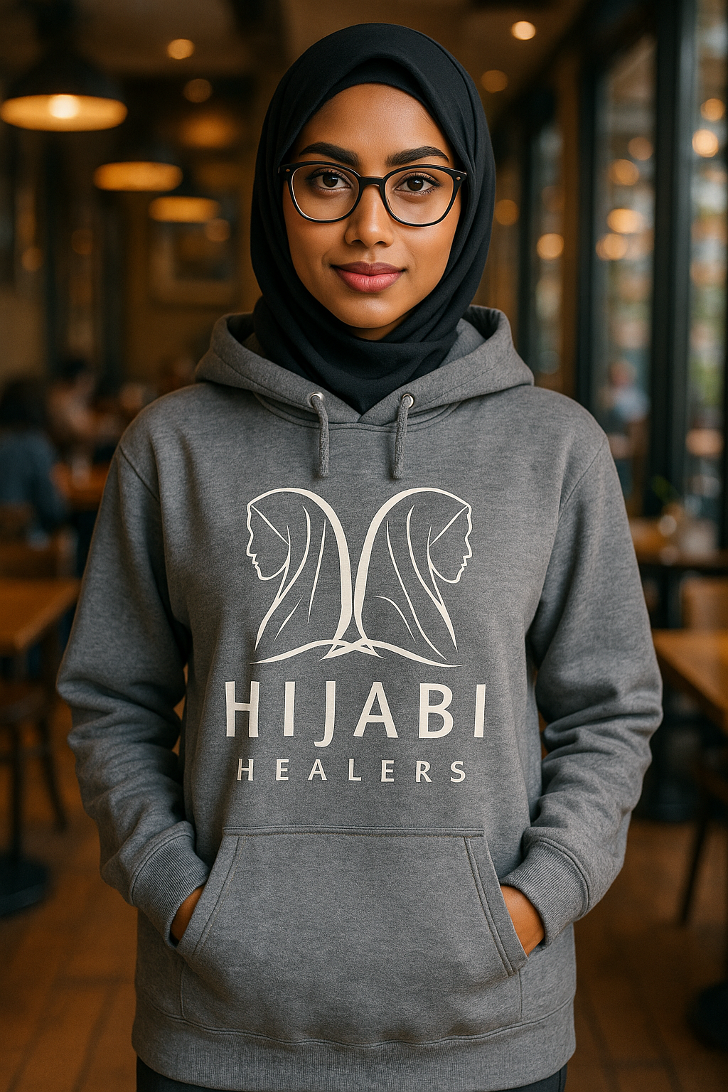 Hijabi Healer Modest Hoodie (Grey)