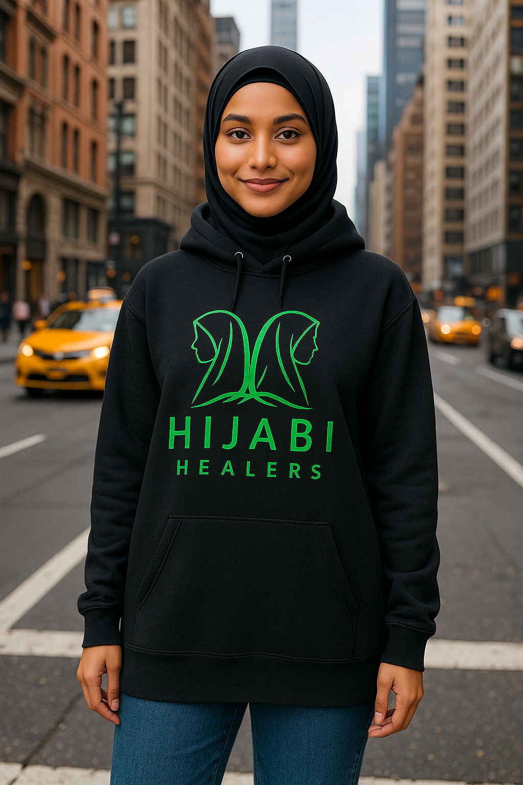 Hijabi Healer Modest Hoodie (Black)